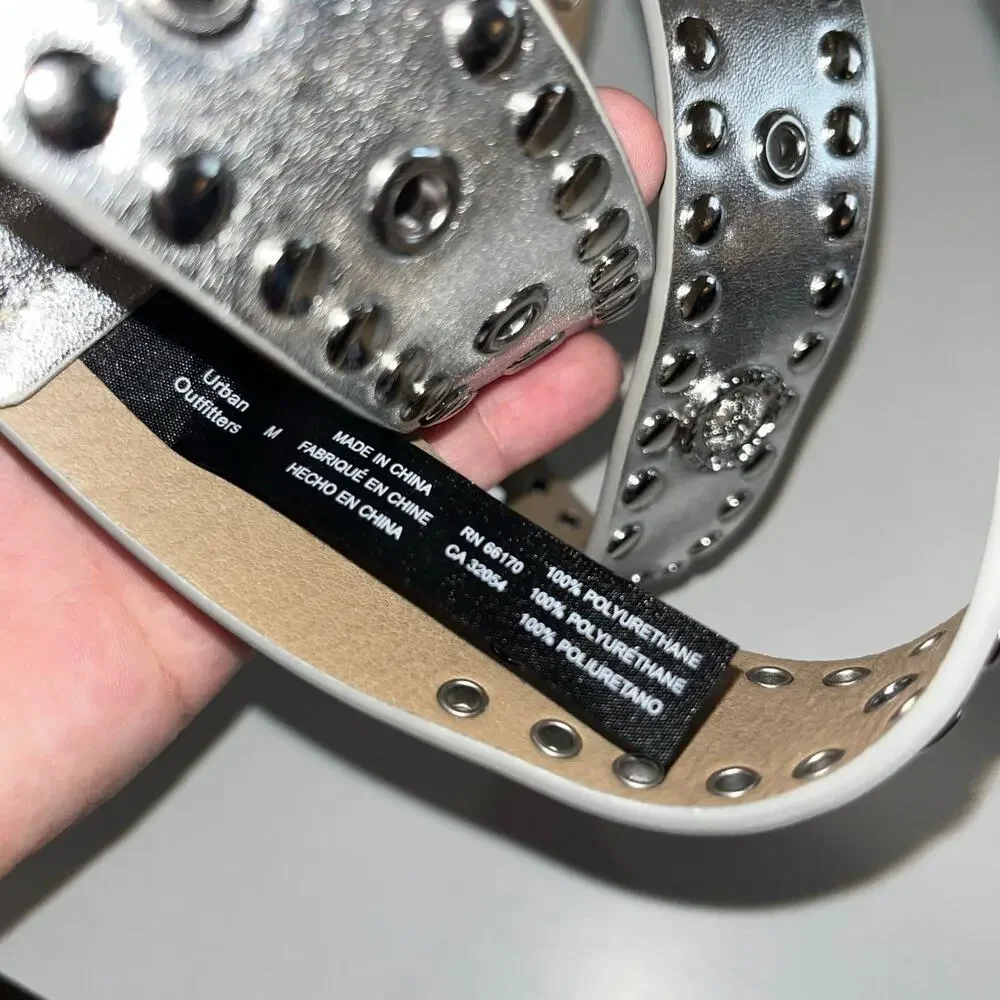 Urban Outfitters Silver Embellished Big Buckle Western Belt Size Medium (F)